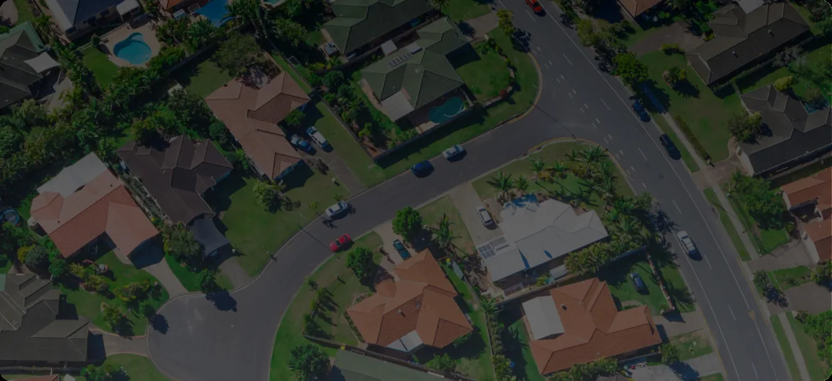 An aerial view of an Australian suburb of family homes